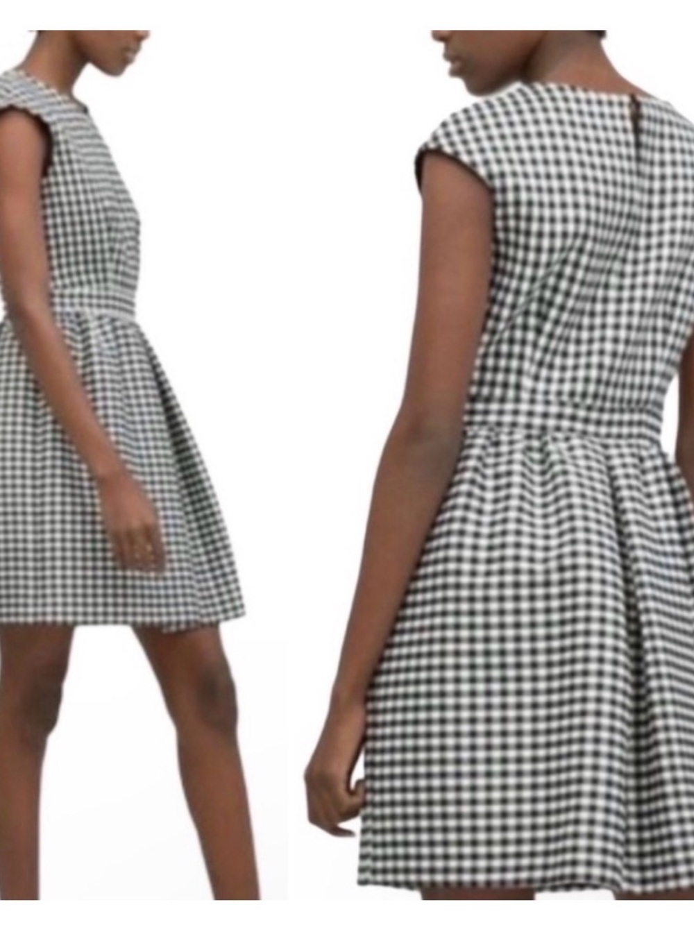 Zara NWOT Classic Black and White Gingham Fit-and-Flare Dress